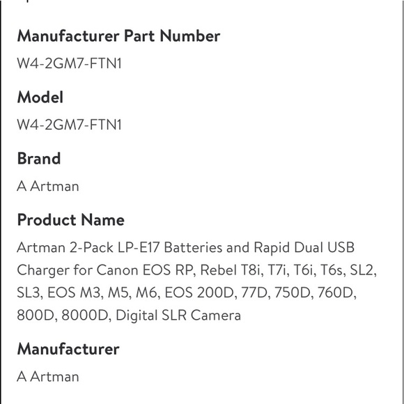Artman Camera Battery’s With Charger - Picture 6 of 6